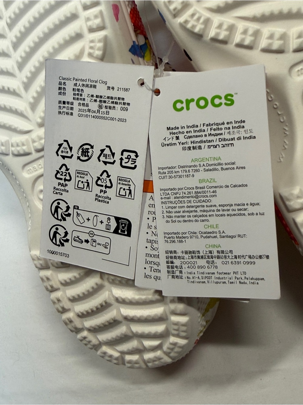 CROCS Womans 6 Classic Painted Floral Clog NWT - Picture 5 of 5